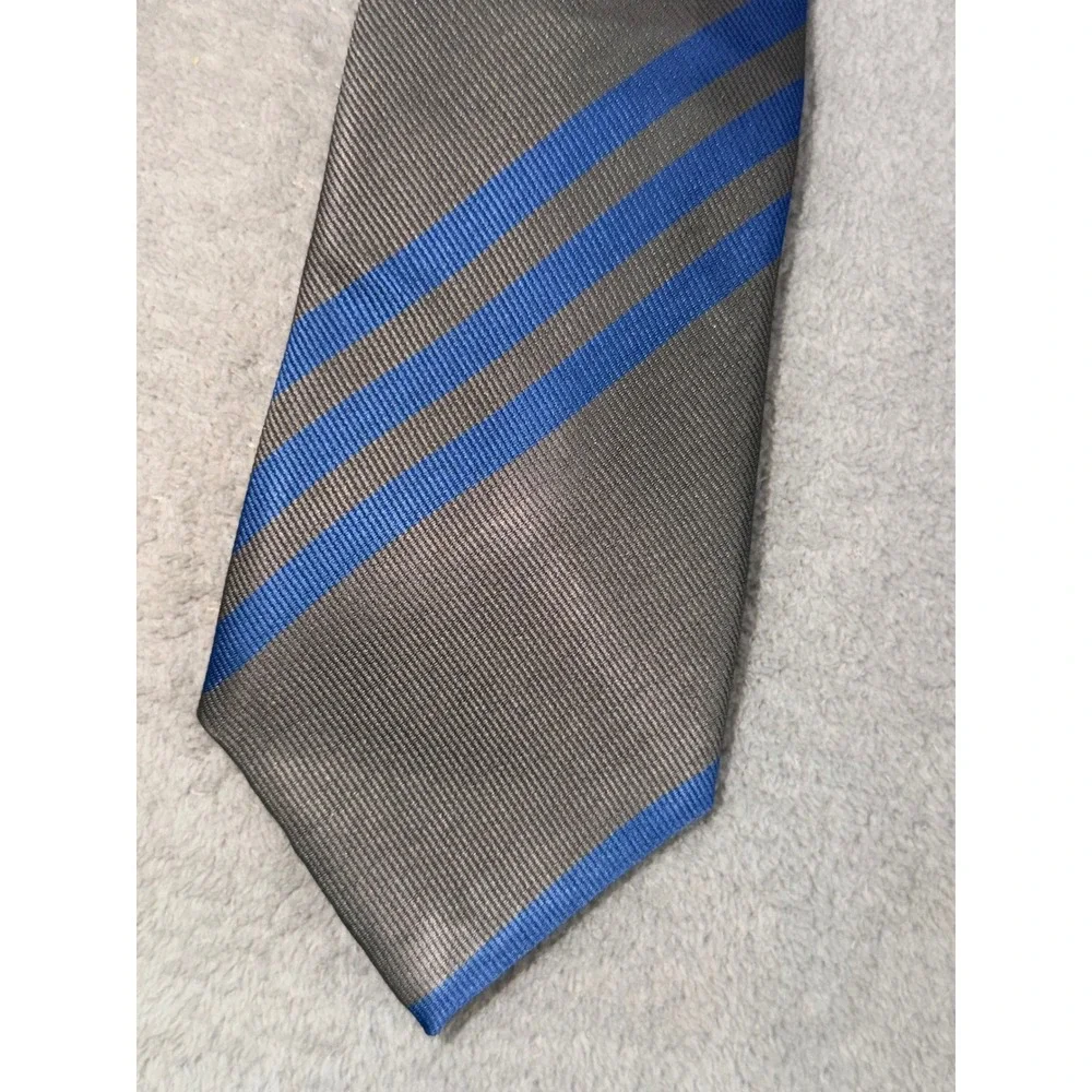 Banana Republic Mens Necktie Grey Blue Diagonal Striped Polyester‎ Classic Tie